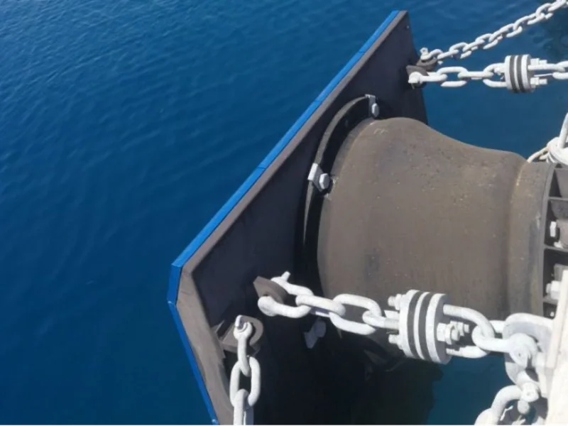 Super cone rubber fender on a quay wall