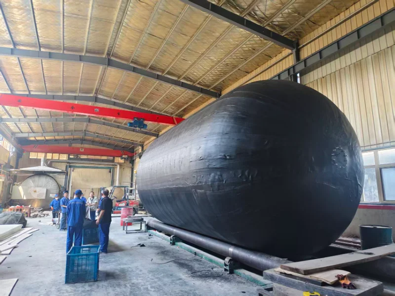 Rubber fender production workshop with vulcanization equipment at Qingdao Jincheng